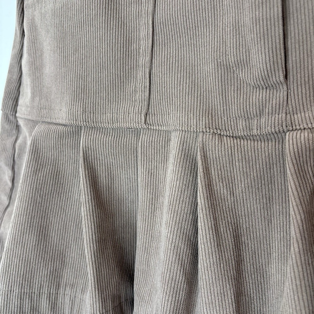 Y2K Corduroy Micro Mini Skirt Ruffle Khaki Small Preppy Western Twee Dainty Boho - Picture 4 of 8